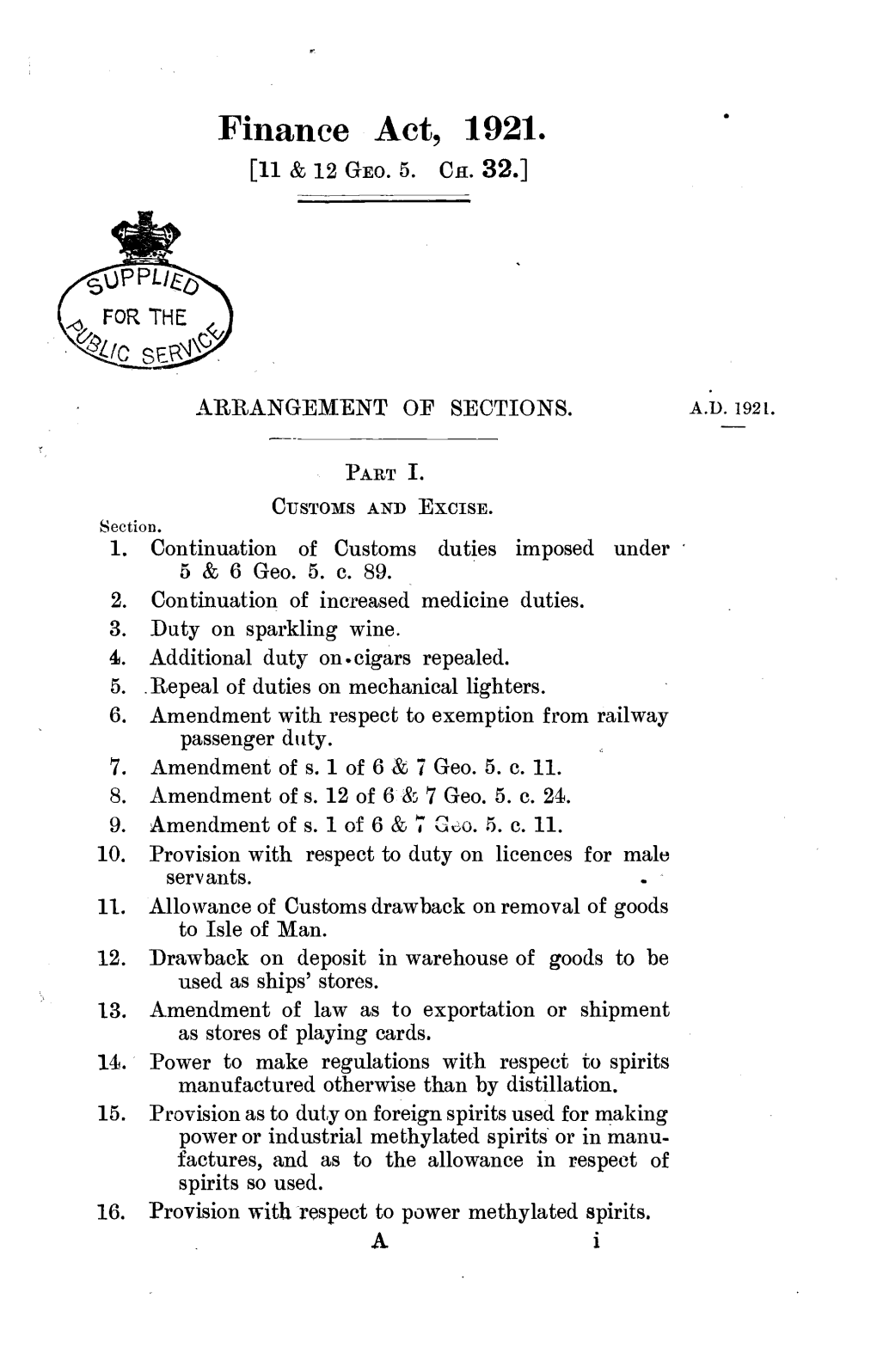 Finance Act, 1921. [11 & 12 GEO