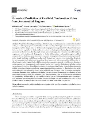 Numerical Prediction of Far-Field Combustion Noise from Aeronautical Engines