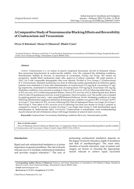 A Comparative Study of Neuromuscular Blocking Effects