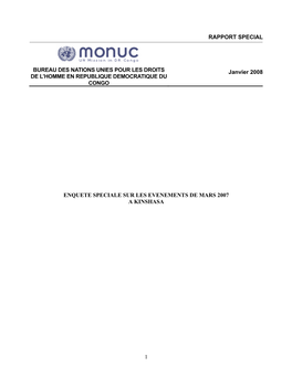 1 Enquete Speciale Sur Les Evenements De Mars 2007 a Kinshasa Rapport Special Bureau Des Nations Unies Pour Les Droits De