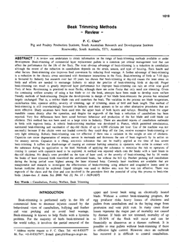 Beak Trimming Methods -Review