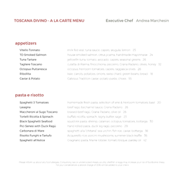 New Toscana Lunch Menu