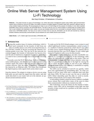 Online Web Server Management System Using Li-Fi Technology Ben Daryl Christian, V.Prabhakaran, S.Pavithra