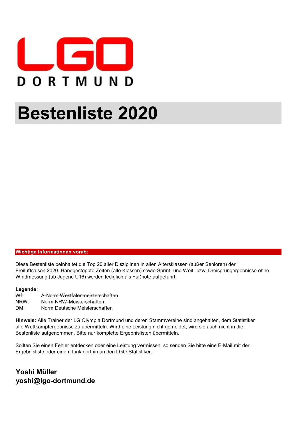 Bestenliste 2020