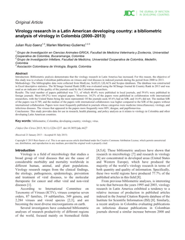 A Bibliometric Analysis of Virology in Colombia (2000–2013)