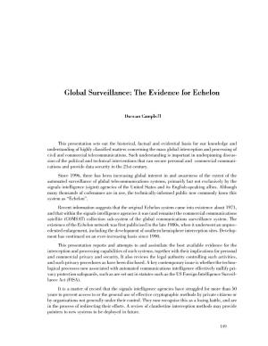 Global Surveillance: the Evidence for Echelon