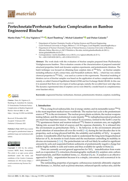 Pertechnetate/Perrhenate Surface Complexation on Bamboo Engineered Biochar