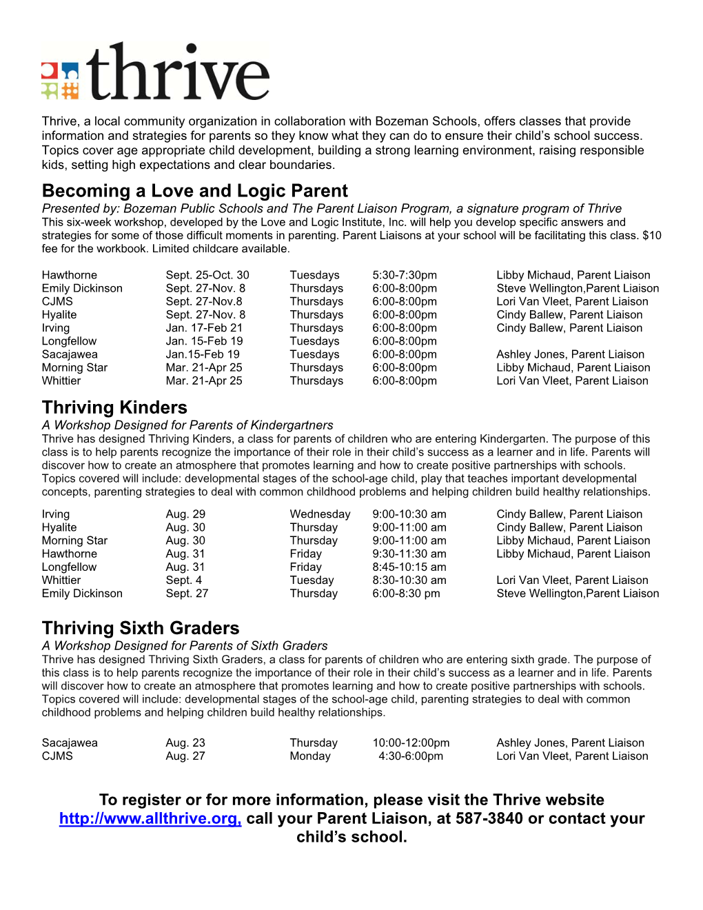 Love and Logic in the School (Workshops for Parents)