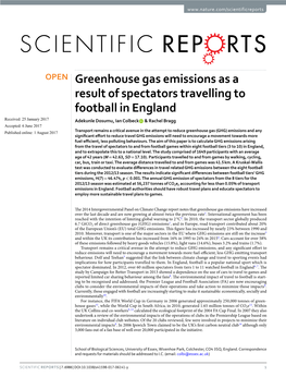 Greenhouse Gas Emissions As a Result of Spectators Travelling to Football In