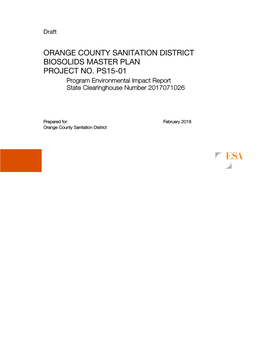 Orange County Sanitation District Biosolids Master Plan Project No