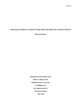 Henry 1 Anthropogenic Influence on Climate Change