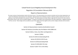 Colwall Regulation 14 Representations and Responses