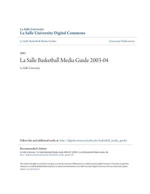 La Salle Basketball Media Guide 2003-04 La Salle University