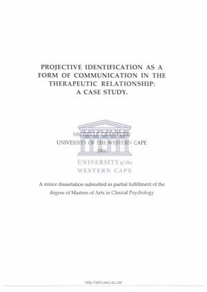 Projective Identification As a Form of Communication in the Therapeutic Relationship: a Case Study