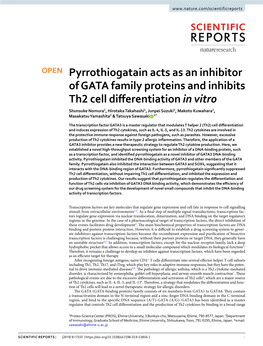 Pyrrothiogatain Acts As an Inhibitor of GATA Family Proteins and Inhibits