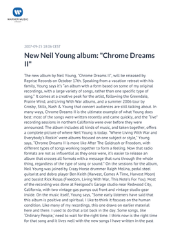 New Neil Young Album: "Chrome Dreams II"