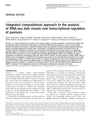Integrated Computational Approach to the Analysis of RNA-Seq Data Reveals New Transcriptional Regulators of Psoriasis