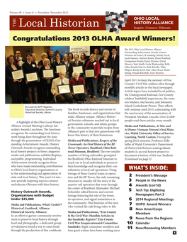 Local Historian Congratulations 2013 OLHA Award Winners!
