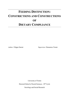 Feeding Distinction: Constrictions and Constructions of Dietary Compliance