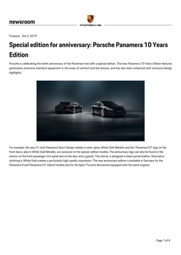 Porsche Panamera 10 Years Edition, Press Release, 10/02/2019, Porsche AG Panamera 10 Years Edition, Infographic, 2019, Porsche AG