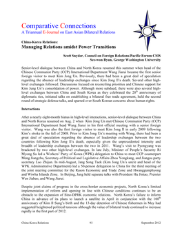 Comparative Connections a Triannual E-Journal on East Asian Bilateral Relations