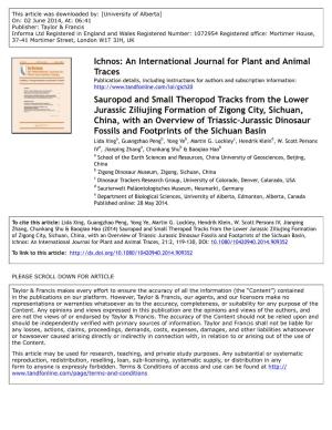 Ichnos: an International Journal for Plant and Animal Traces Sauropod