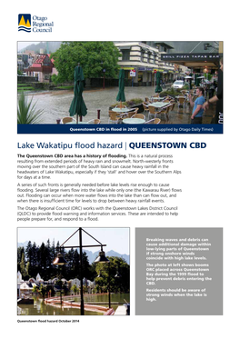 Lake Wakatipu Flood Hazard | QUEENSTOWN CBD the Queenstown CBD Area Has a History of Flooding