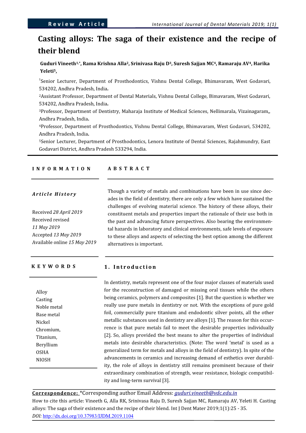 Casting Alloys: the Saga of Their Existence and the Recipe of Their Blend