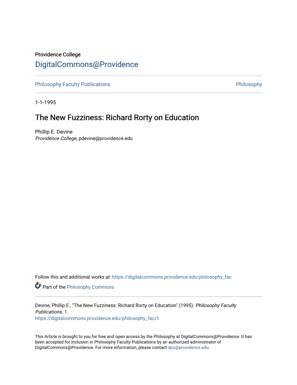 Richard Rorty on Education