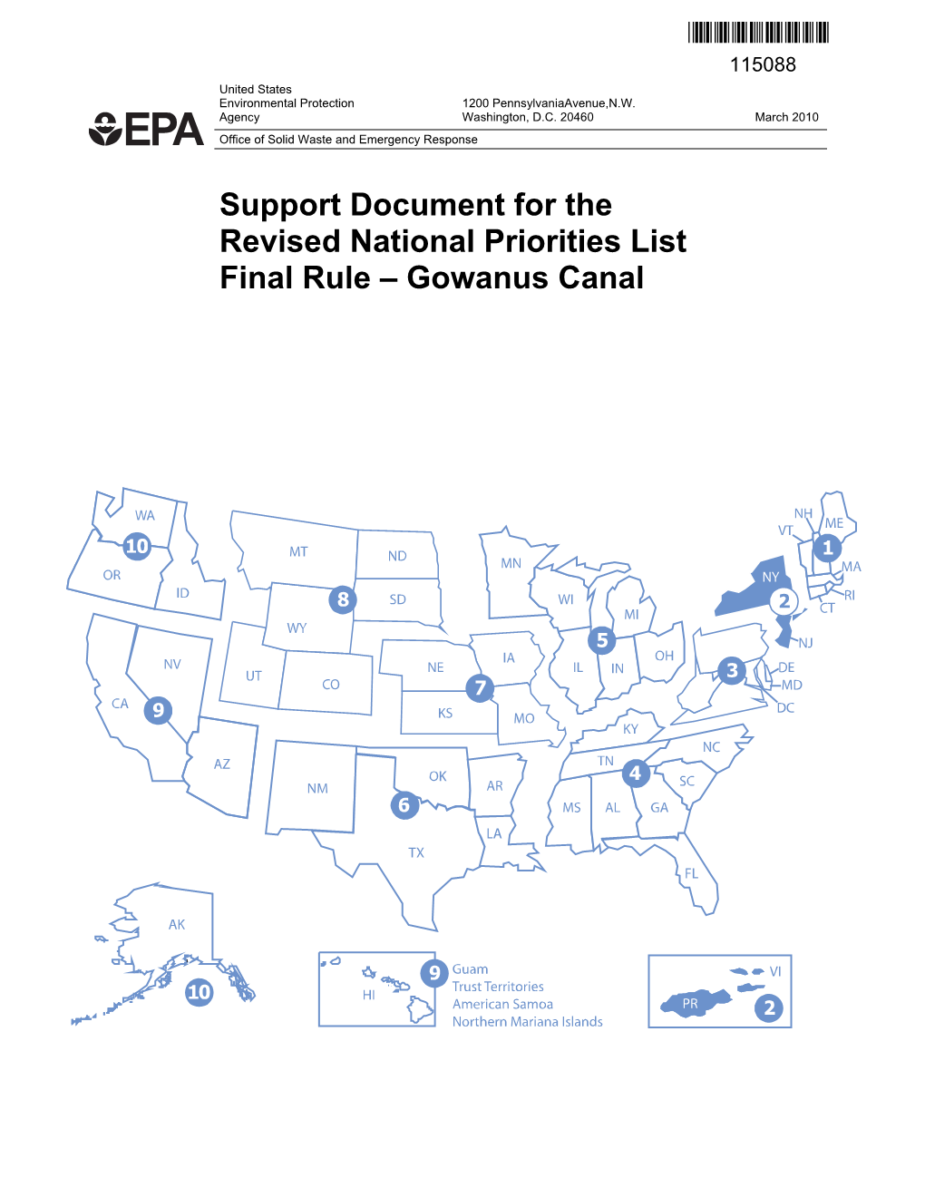 Support Document for the Revised National Priorities List Final Rule for the Gowanus Canal Site