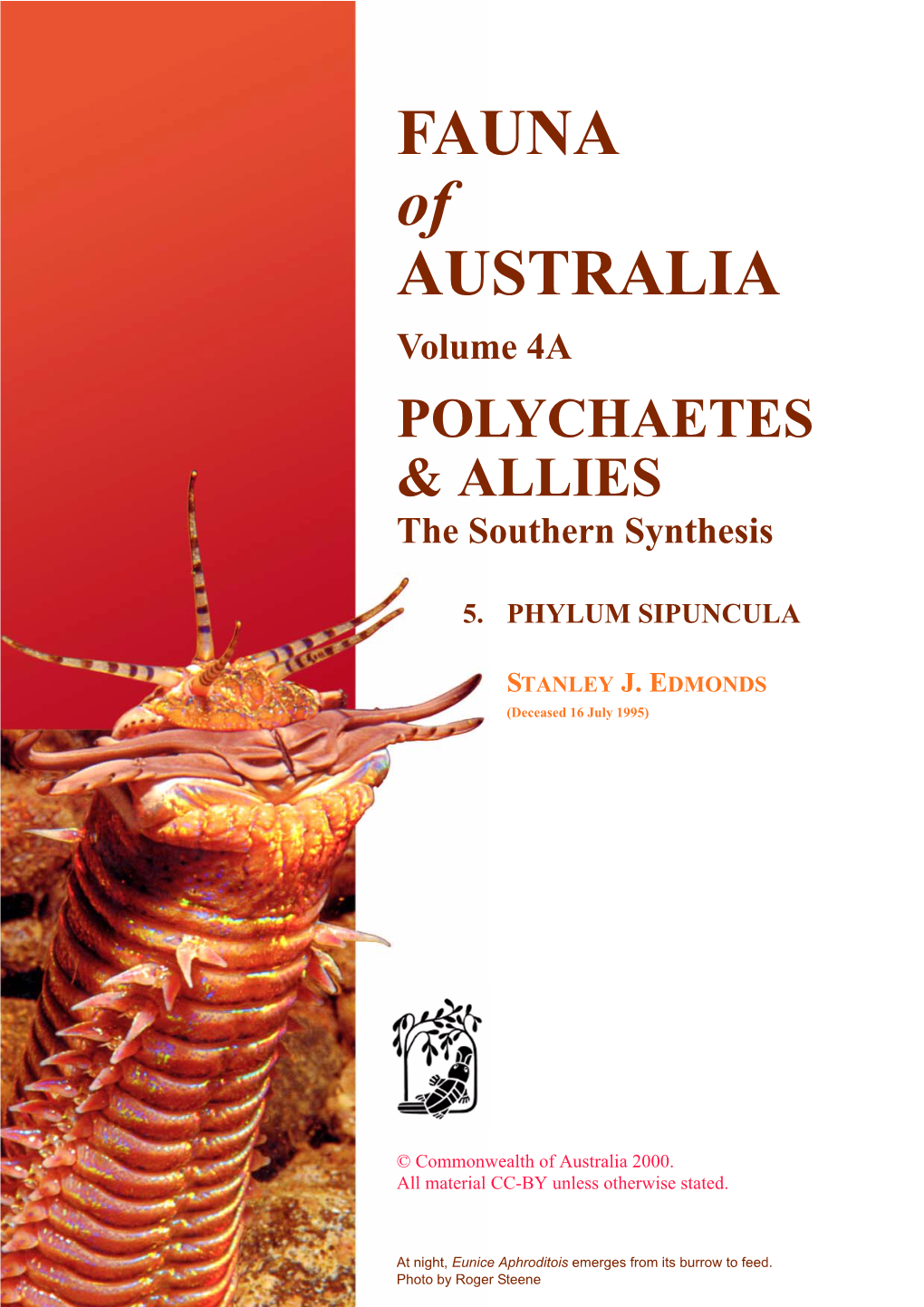 Fauna of Australia 4A Phylum Sipuncula