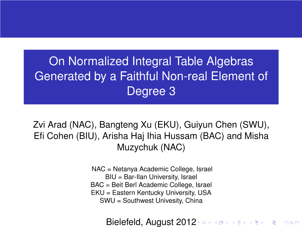 Arad (NAC), Bangteng Xu (EKU), Guiyun Chen (SWU), Eﬁ Cohen (BIU), Arisha Haj Ihia Hussam (BAC) and Misha Muzychuk (NAC)