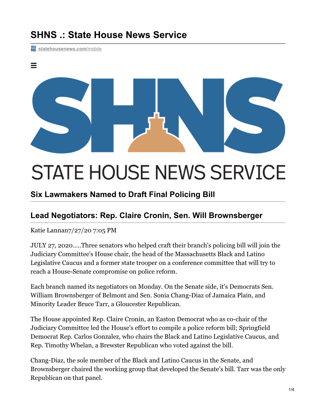 SHNS .: State House News Service