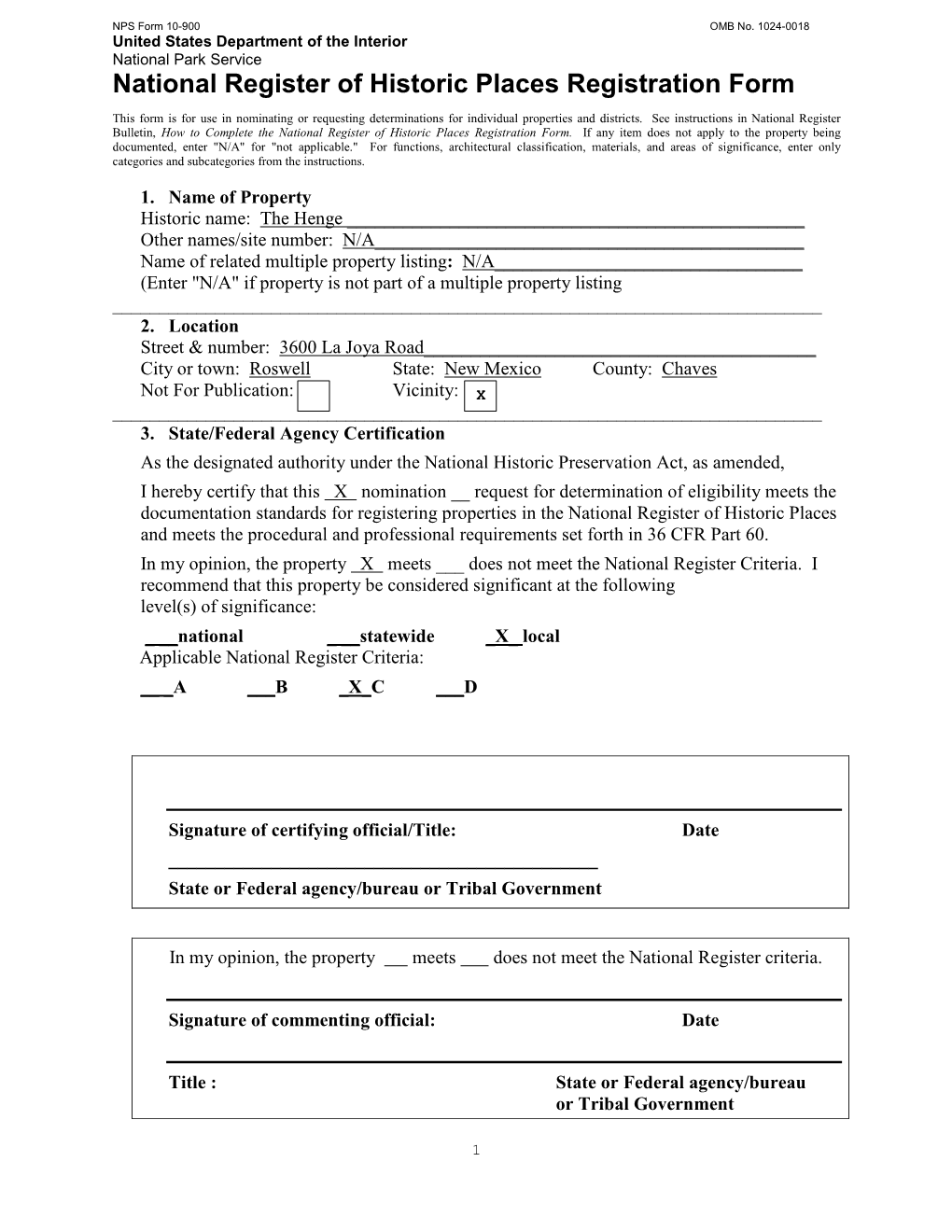 National Register of Historic Places Registration Form