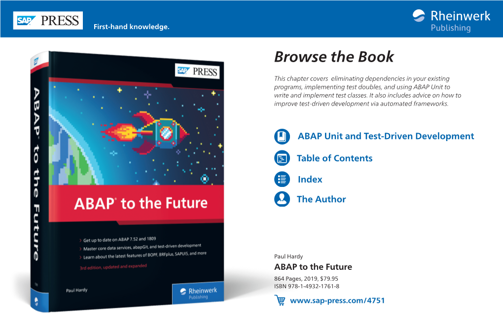 ABAP to the Future 864 Pages, 2019, $79.95 ISBN 978-1-4932-1761-8