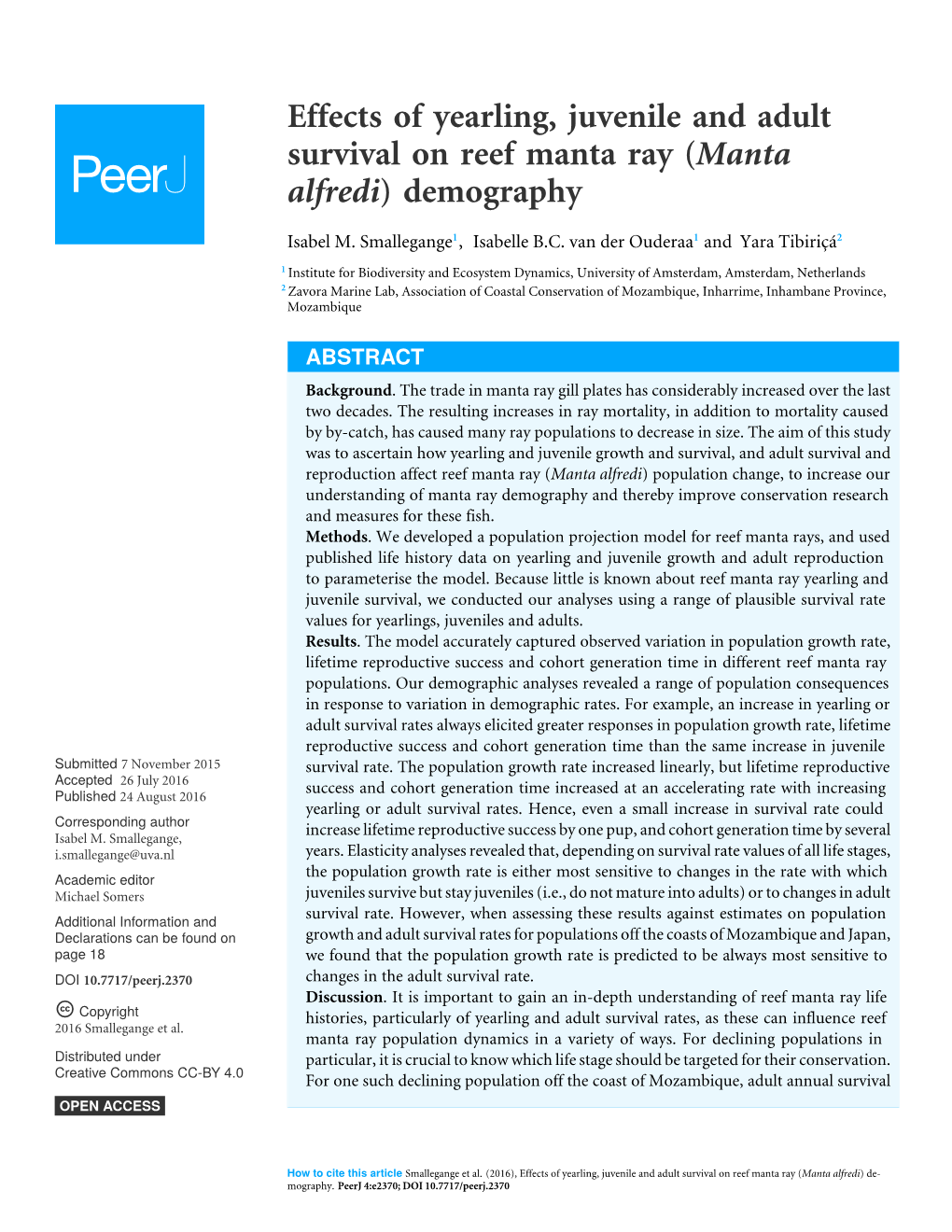 (Manta Alfredi) Demography