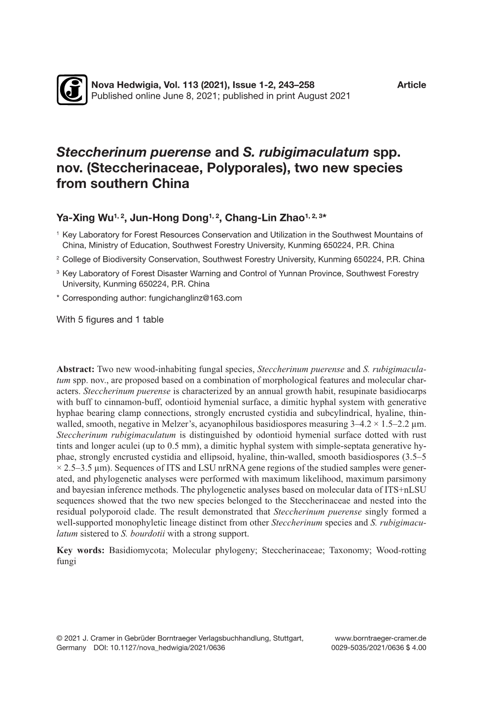 Steccherinaceae, Polyporales), Two New Species from Southern China