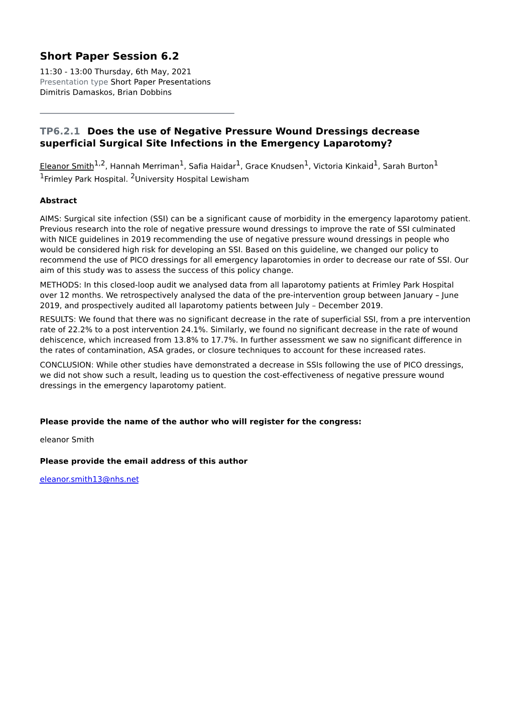 Short Paper Session 6.2 11:30 - 13:00 Thursday, 6Th May, 2021 Presentation Type Short Paper Presentations Dimitris Damaskos, Brian Dobbins