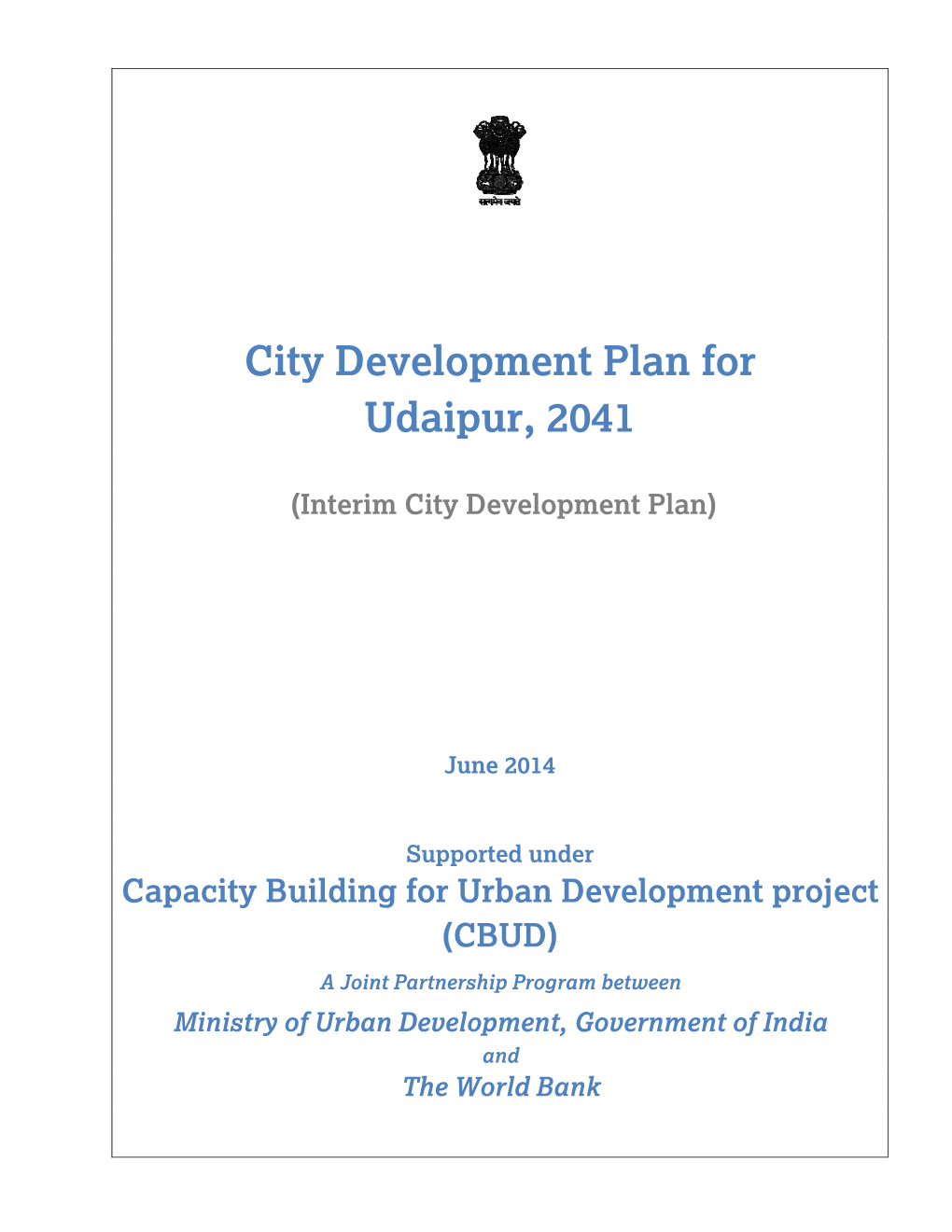 City Development Plan for Udaipur, 2041
