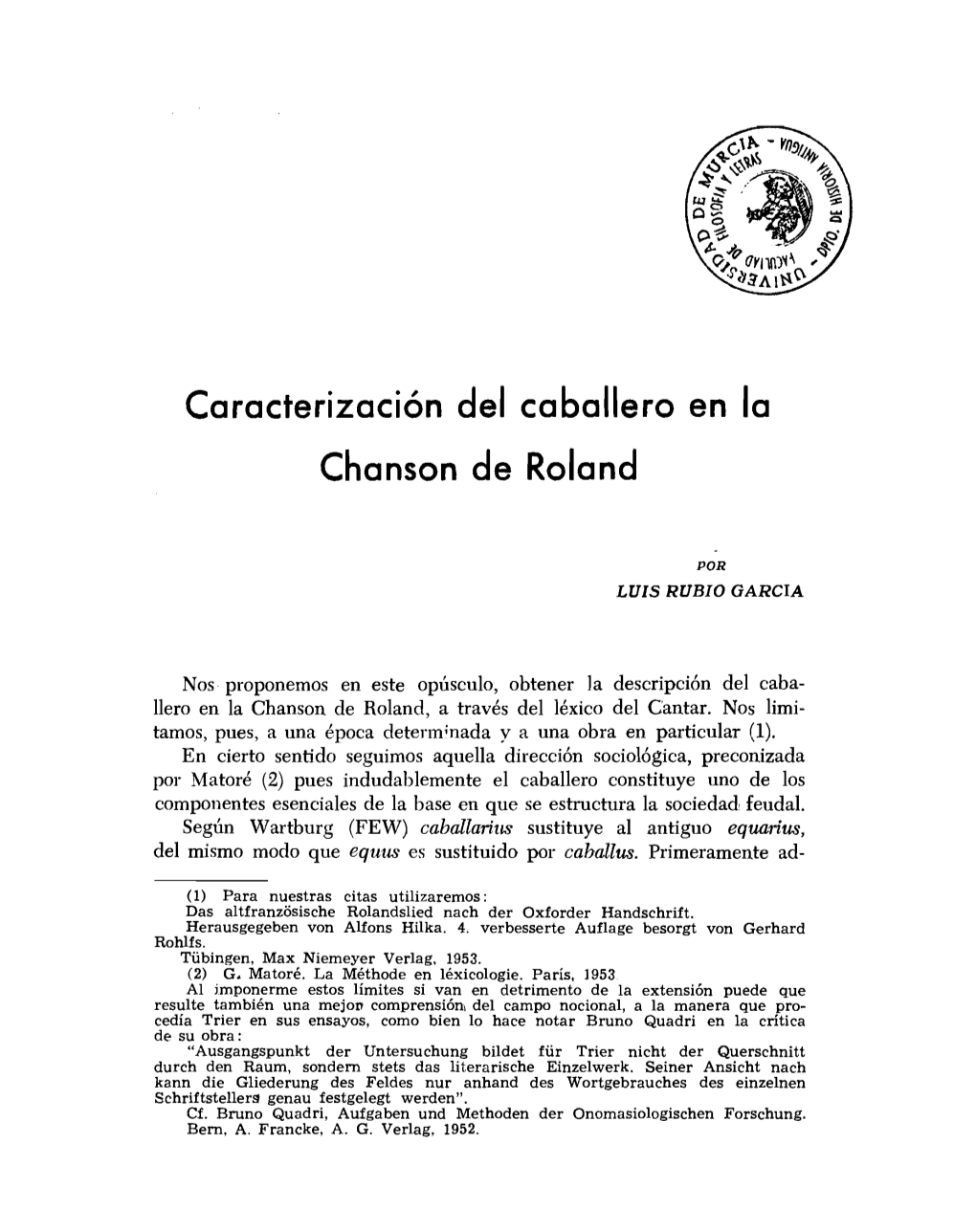 Caracterización Del Caballero En La Chanson De Roland