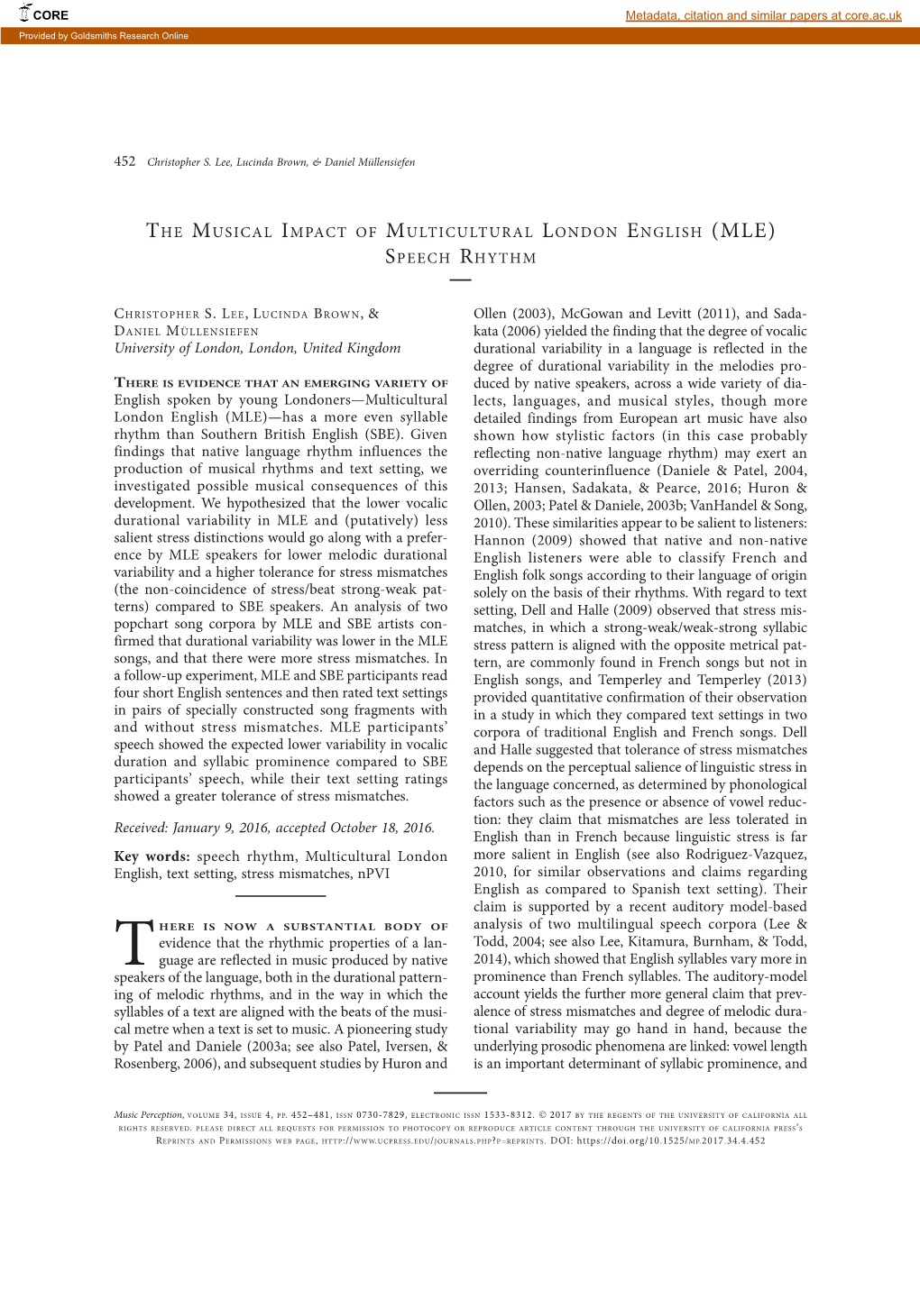 Mle) Speech Rhythm