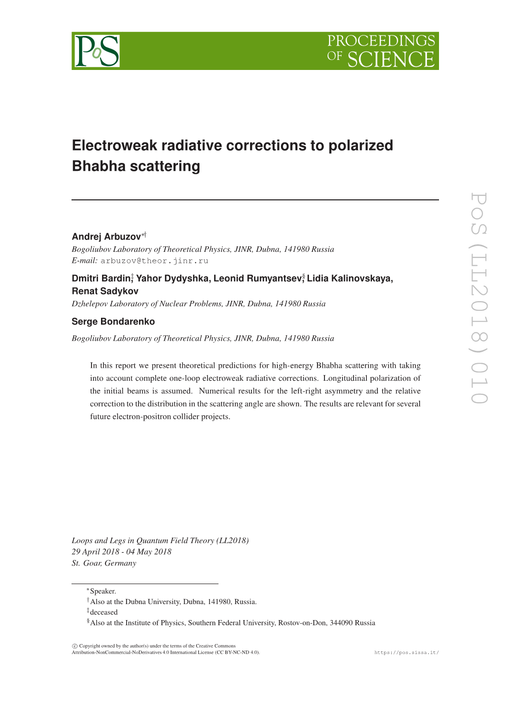 Pos(LL2018)010 -Right Asymmetry and the Relative § , Lidia Kalinovskaya, Ections