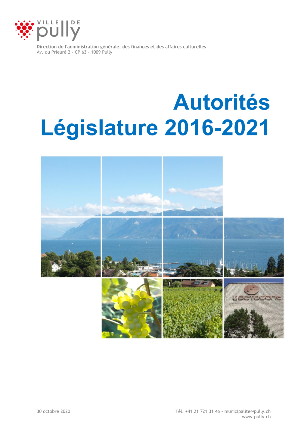 Autorités Législature 2016-2021