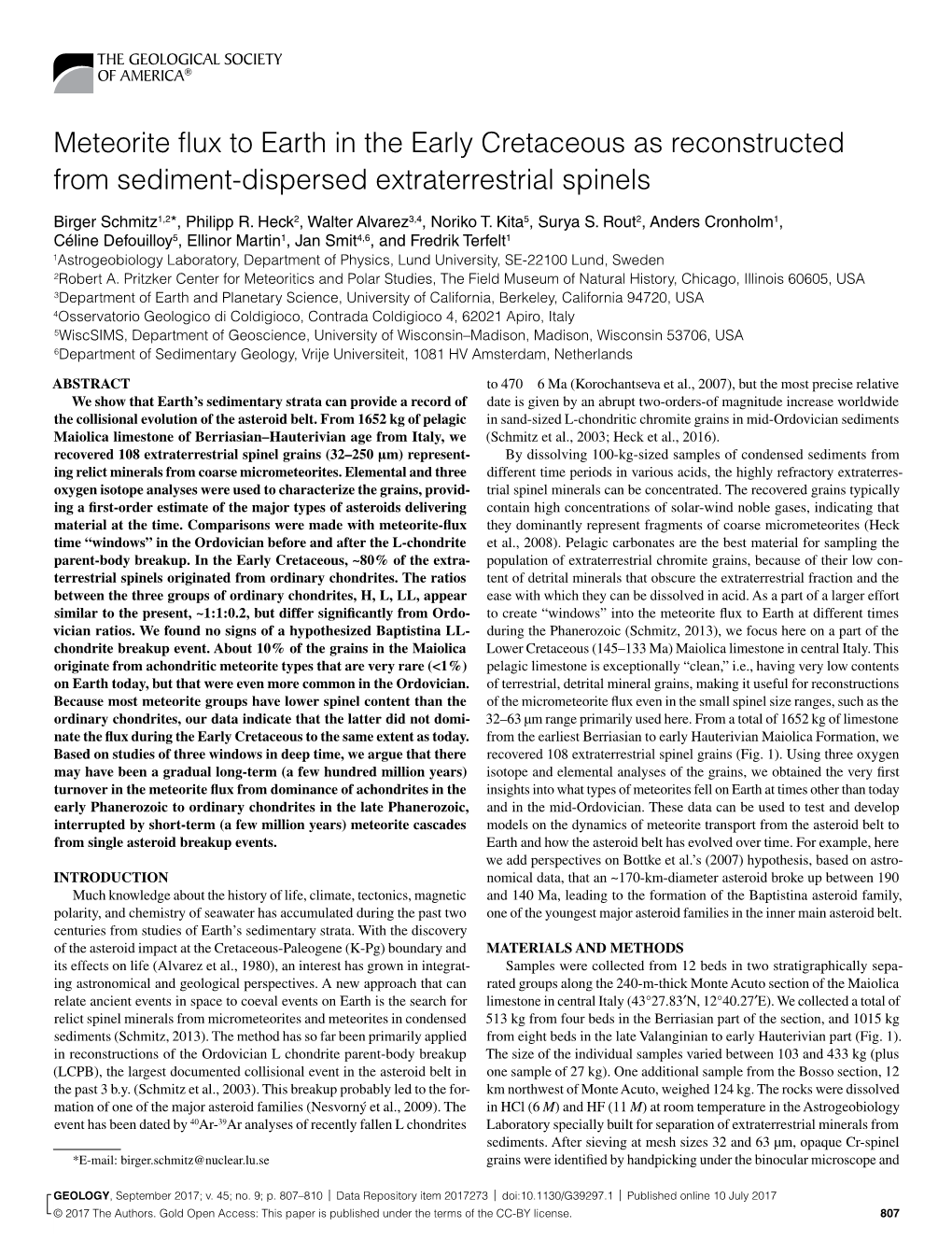 Meteorite Flux to Earth in the Early Cretaceous As Reconstructed from Sediment-Dispersed Extraterrestrial Spinels