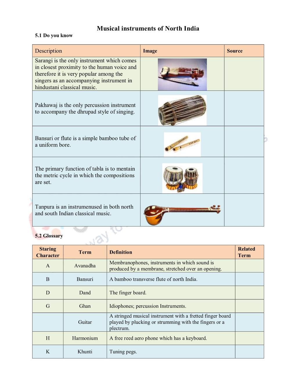 Musical Instruments of North India 5.1 Do You Know