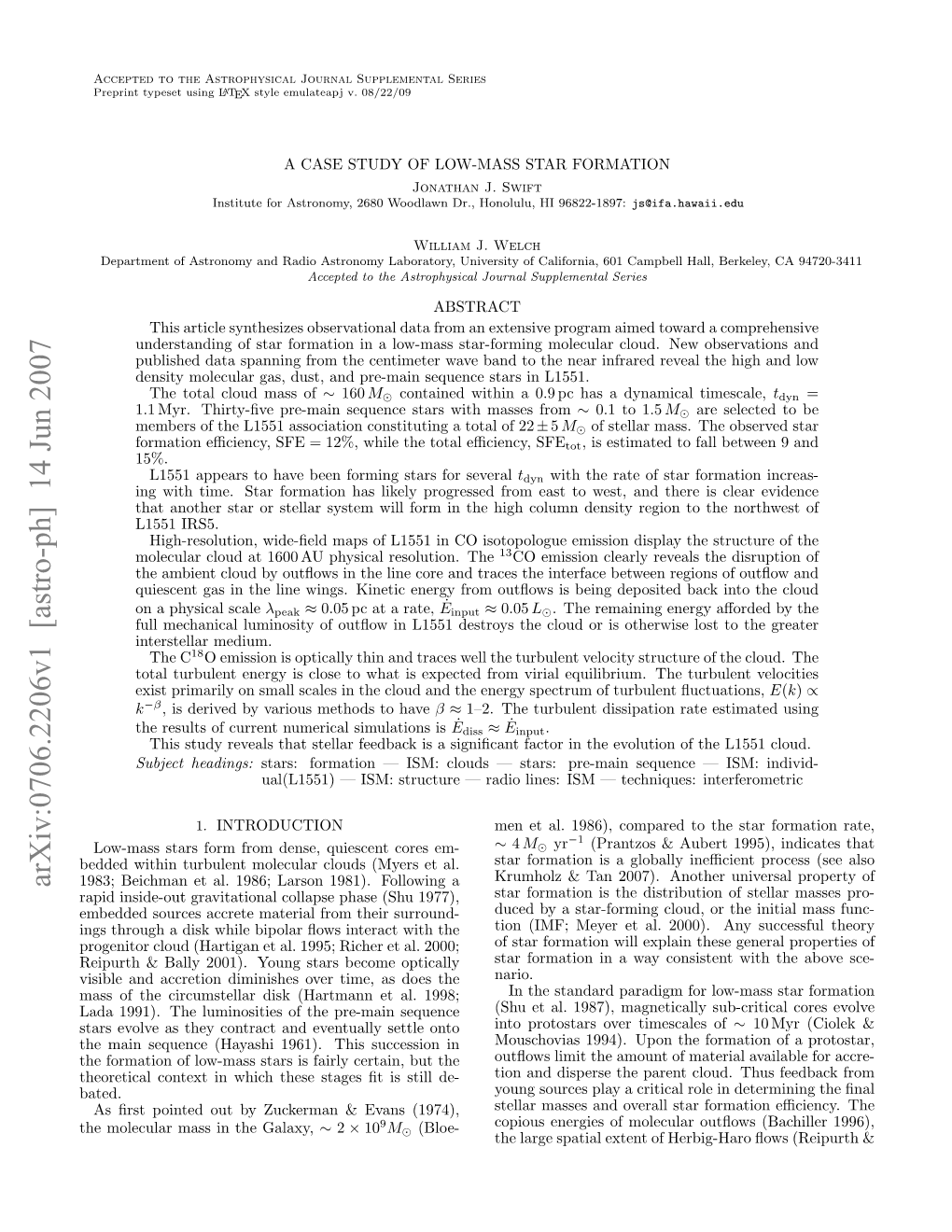 Arxiv:0706.2206V1 [Astro-Ph] 14 Jun 2007 1983; Beichman Et Al