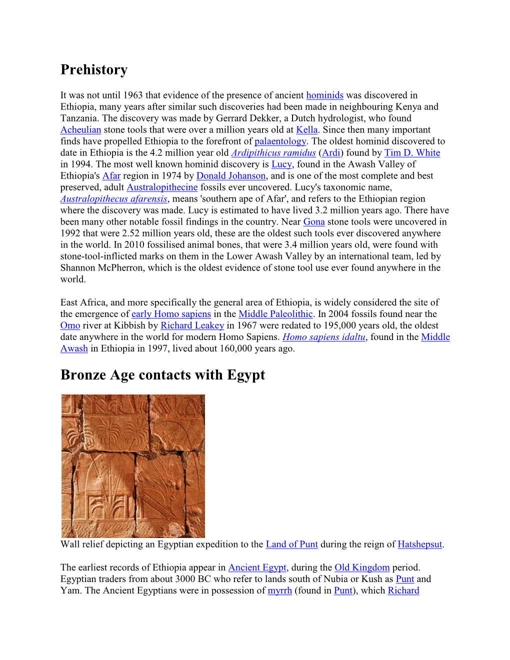 Prehistory Bronze Age Contacts with Egypt