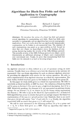 Algorithms for Black-Box Fields and Their Application to Cryptography (Extended Abstract)