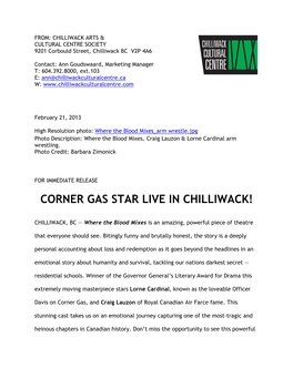 Corner Gas Star Live in Chilliwack!