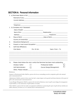 SECTION A: Personal Information 1